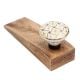 2 Pieces Cream & White Golden Checkerboard Ceramic Wooden Door Stopper
